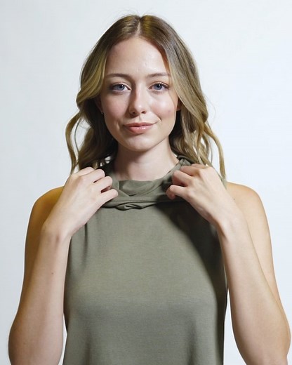 Smiling behind the mask😷😆 🔎 Basic Face Cover Up Cowl Neck Dress www.papayaclothing.com | Papaya Clothing