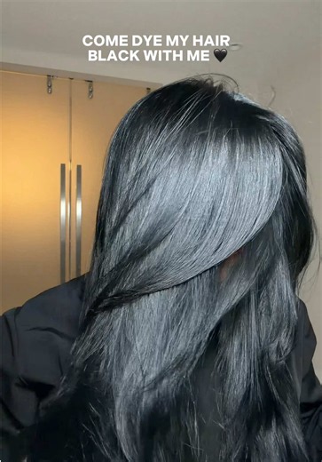 Come dye my hair jet black with me 🖤 finally sharing the exact hair color we use at every single appointment because this is probably one of my most asked questions 😂 And yes black hair dysmorphia is REAL lmao. Forever a black hair girly 🖤 #blackhair #shinyhair #hair #haircare #hairtok