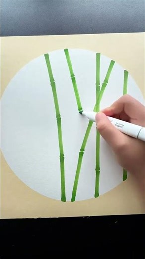It turns out that bamboo can also be drawn with simple strokes like this. Bamboo sketch with sim