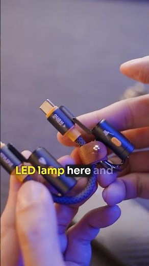 4-in-1 Keychain Cable: 240W, LED Light, Fire Starter.