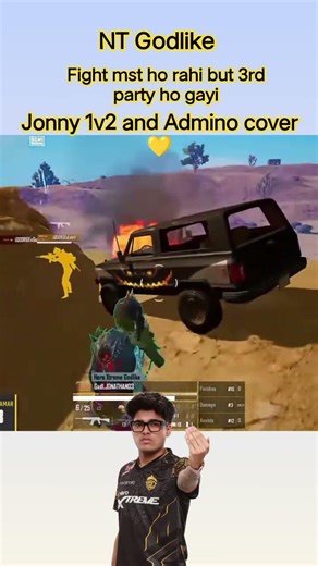 ‪@JONATHANGAMINGYT‬ 1v2& ‪@admino_gaming19‬ cover on top💛💛🤞but 3rd party hogi #bgmi #bgis #pubg
