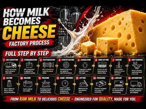 #20 How Cheese Is Made in Factories | Full Milk to Cheese Process