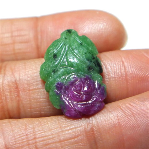 Natural Ruby Zoisite Carving Cabochon: 20 Cts Gemstone, 26x17x5 Mm - Etsy
