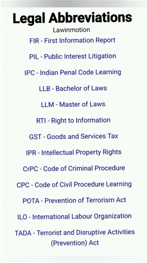 LEGAL ABBREVIATIONS – COMPLETE LIST (2025-26) IMPORTANT LEGAL SHORT FORMS – LAW STUDENTS MUST LEARN