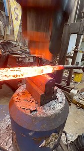 Drawing out a massive Damascus billet with my friend Devin Cornell of @devincornellknives! The drawing does on the power hammer make this a joy. Interested in making Damascus steel or using a powerhammer? Come take a class and see what we can make together- https://fireironforge.com/classes #fireironforge #blacksmith #damascus #classes #powerhammer | Fire Iron Forge