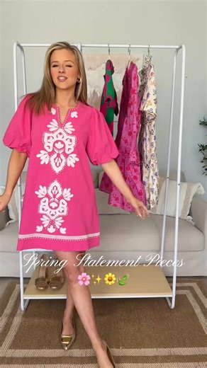 Bold colors, standout prints, and styles that instantly elevate your closet 🌸 Spring is the perfect time to have fun with pieces that turn heads, boost confidence, and make getting dressed the best part of the day 💕 --> As Time Flies Fuchsia Embroidered Shift Dress --> Petal Punch Green Floral Sweater --> In Your Happy Place Lavender Floral Babydoll Dress --> Feeling Your Best Cream Medallion Dress #shopthemint #boutique #onlineshopping #styledaily #getthelook | The Mint Julep Boutique