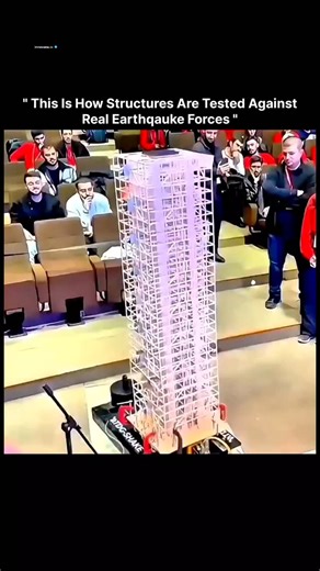 𝗂𝗇𝗇𝗈𝗏𝖺𝗍𝖾.𝗂𝗈 on Instagram: "This video depicts a seismic engineering demonstration: a scale model multi-story building on an RTDG shake table in a university auditorium, subjected to simulated earthquake motions from mild to severe. Observers analyze the structure's sway, stress, and stability, validating base isolation and damping techniques for real buildings. Posted December 15, 2025, on an engineering education account, it reached 2.8 million views, 180,000 likes, and 6,200 comments