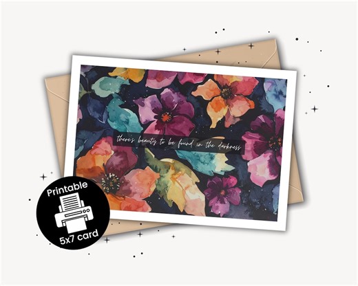 Modèle d'enveloppe et carte de voeux de sympathie floral foncé imprimable 5 x 7 - Etsy France