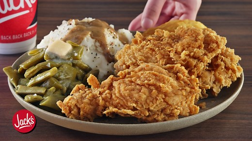 Satisfy your appetite and wallet with our $6 dinners, each with two sides and a biscuit. | Jack's | Facebook