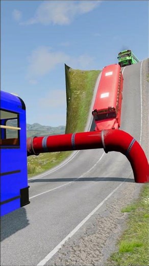 Cars & School Bus vs Low Pipe Crush - BeamNG.Drive #beamng#ytshorts #beamngdriveshorts #beautiful