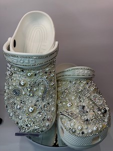 White Bling Wedding Clogs, Custom Rhinestone Cinderella Clogs - Etsy