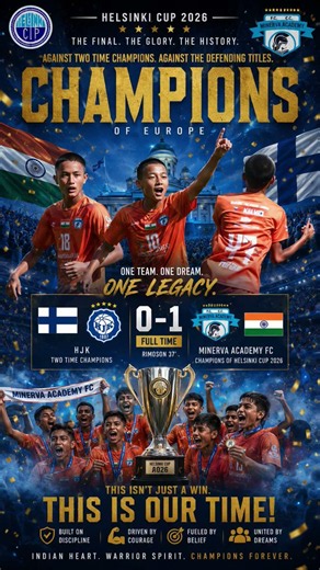 🏆 Minerva Academy FC Are Helsinki Cup 2026 Champions! 🧡 Historic 1-0 Final Victory vs HJK 🇮🇳