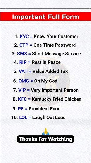 Important Full Form | Full Form GK | General Knowledge | #shorts #trending #fullform #gk