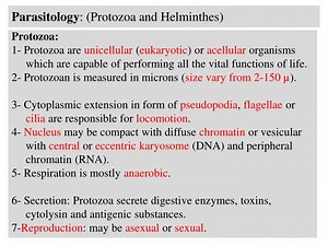 Parasitology : (Protozoa and Helminthes) - SlideServe