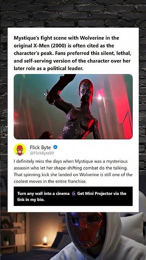 Mystiques fight scene with Wolverine in the original X-Men 2000 is often cited as the characters pea