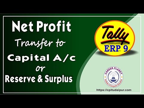 Tally ERP 9|Profit and Loss|Reserve and Surplus Transfer to Capital Account|Adjustment Entry Tally