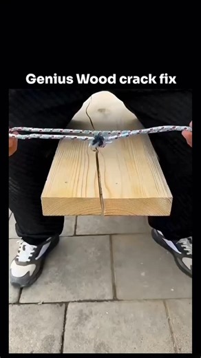 VIRAL REEL HUB | The post features a 61-second video tutorial demonstrating a DIY wood crack repair: wrapping string around the split to draw it closed,... | Instagram