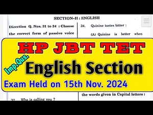 HP JBT TET NOVEMBER 2024 ENGLISH SECTION JBT TET NOV 2024 ANSWER KEY JBT TET NOV 2024 QUESTION PAPER