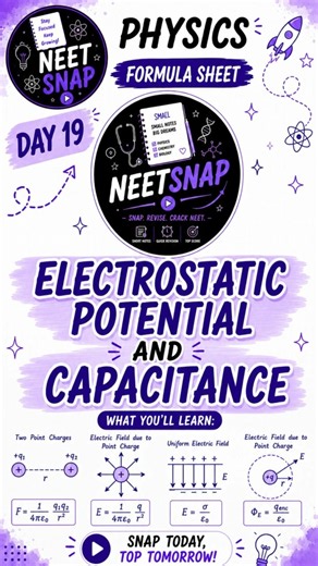 🎯Electrostatic potential and capacitance Formula sheet 📖| Class 12 Physics | Neet 2027 | Neet snaps