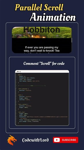 Parallax Scroll Animation 🔥 HTML CSS JavaScript #shorts
