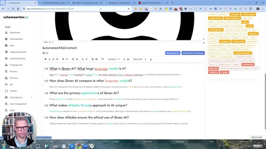Demo of how I handle FAQ schema and FAQ content with entities in schemawriter... | Jesper Nissen SEO