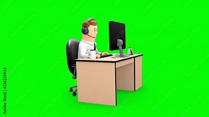 3D Male Executive From Support Team, Wearing Headsets and Helping Customers Over Live Talk. This 3D Animation Is Good for Agencies or Companies to Show Their Support Staff Demonstration.