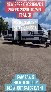 NEW 2022 CrossRoads Zinger 292RE travel trailer only $34,987 | Paw Paw's Campers