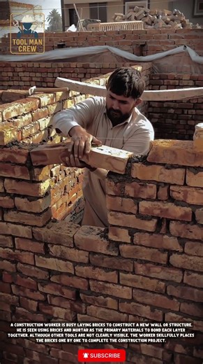 How to Quickly and Efficiently Build a Red Brick Wall | Construction Process #workers #tools
