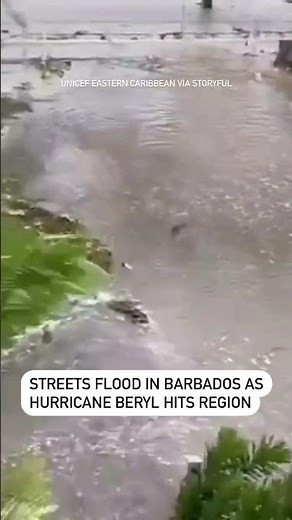 Streets flood in Barbados as Hurricane Beryl hits region