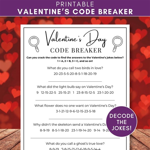 Valentine’s Day Code Breaker Printable, Crack the Secret Code Classroom Party Game, Decode the Valentine’s Jokes, Instant Download - Etsy UK