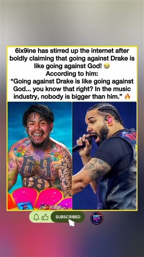 😏6ix9ine says going against Drake is like going against God:"Nobody is bigger than him."#shorts