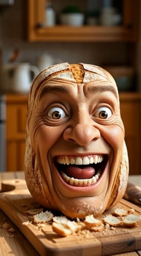 Creepy Bread Face Spits Crumbs and Says “Ahhhh” 😳🍞Bread Has a FACE… and It’s Spitting #shorts