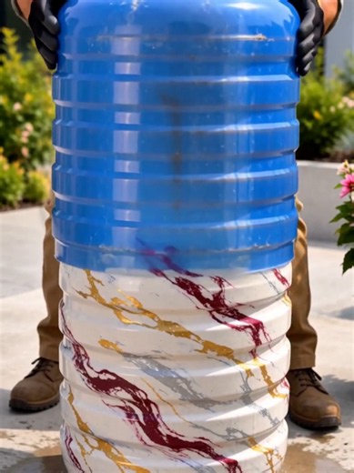 Don't Throw Away Empty Water Jugs! 🪴 Faux-Marble Planter DIY #DIY #PlantTok #Upcycling