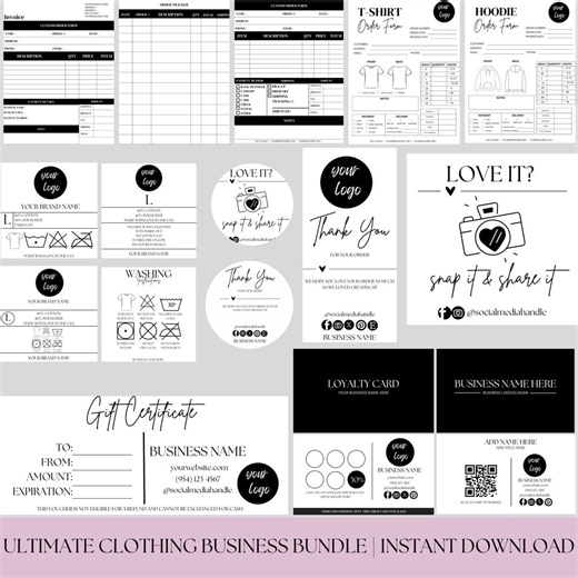 Clothing Business Bundle: Order Forms, Thank You Cards (canva Templates) - Etsy