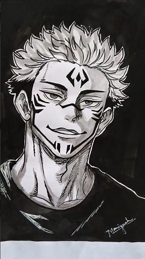 sukuna drawing black and white anime drawing from jujutsu kaisen character #sukuna #jujutsukaisen