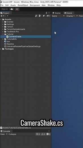 Simple Camera Shake. Unity tutorial #unitytutorial #gamedev #camera #indiegame #unity3d #indiedev