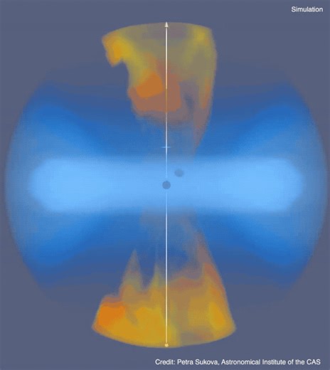 Astronomers spied a super-sized black hole ejecting plumes of gas every eight days. This black hole is at the center of a galaxy located about a billion light-years away and tips the scales at about 30 million times the mass of our Sun. Ground-based telescopes caught ASASSN-20qc when it flared up in late 2020. A few weeks later Swift and other telescopes observed it in X-rays. Our NICER telescope monitored it for several months afterward, which was when astronomers noticed that the source varies