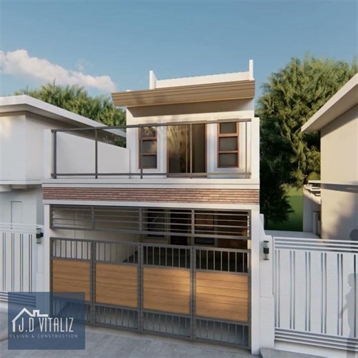 Modern Narrow Lot House Design with Car Garage