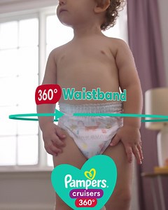 Our 360° stretchy waistband means up to 100% leak free fit from every angle. #PampersCruisers360 #LiveWildAndFree | Pampers