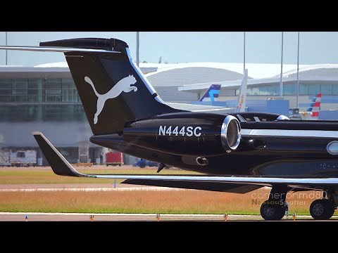 Jay-Z Gulfstream V Puma Jet Takeoff from The Bahamas | N444SC Private Jet