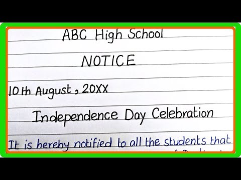 Write a Notice for Independence Day Celebration in school |Notice Writing format‪@letswriteinenglish‬