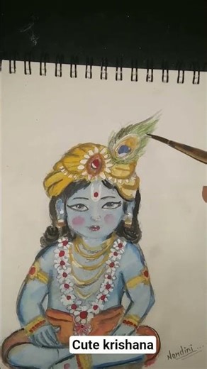 how to draw cute krishan #trending 🔥🔥 #art #viral #drawing #shorts #ytshorts #artist #india #cute #