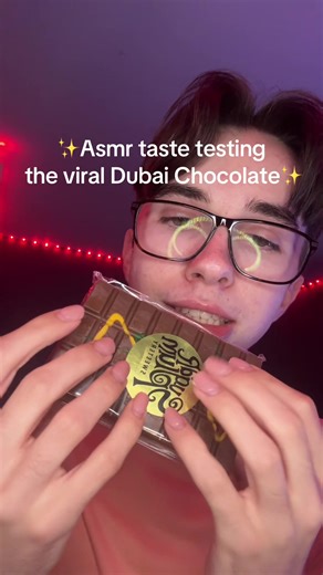 ASMR Taste Testing Dubai Chocolate Bar Experience