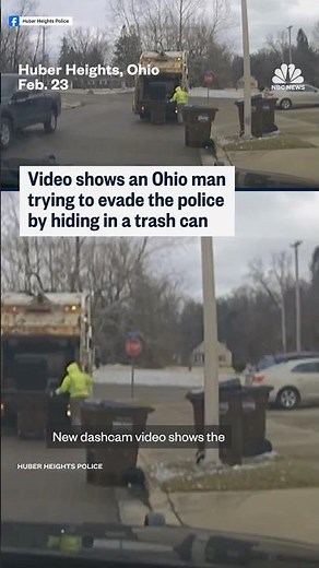 Video shows an Ohio man trying to evade the police by hiding in a trash can