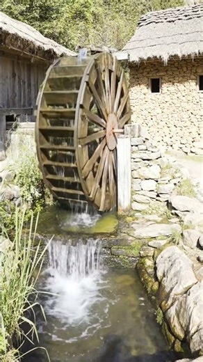 Mountain village wooden house watermill #scenes_memories