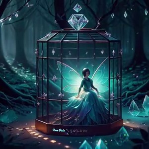 Fairy trapped inside a cage in a dark forest. | Pam's Gifs and Videos