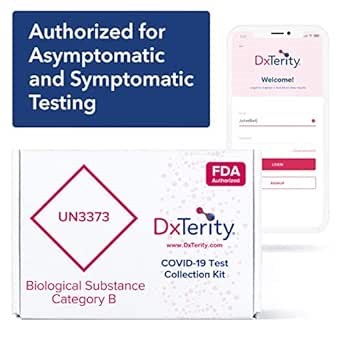 DxTerity SARS-CoV-2 RT PCR CE Test, 1 Pack, 1 Test Total, With Prepaid Express Return Shipping and Laboratory PCR Testing