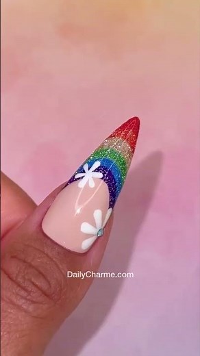 EASY Holographic Rainbow French Tip Nail Tutorial 🤩🌈✨