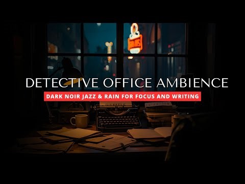 Detective Office Ambience | Dark Noir Jazz & Rain for Focus and Writing