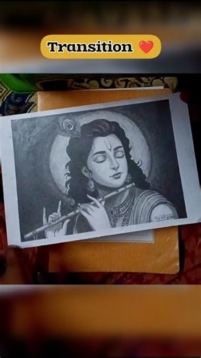 Krishna ji drawing transition video😍❤️#drawing #shorts